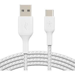 Belkin BOOST Charge Braided USB-C/USB-A odolný kabel, 2m, bílý