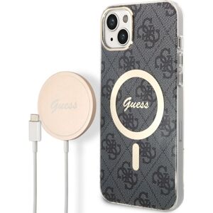 Guess 4G MagSafe kryt + Bezdrátová nabíječka pro iPhone 14 Plus černá