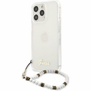 Guess PC Script and White Pearls Case iPhone 13 Pro čirý/bílý