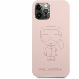 Karl Lagerfeld Iconic Outline silikonový kryt iPhone 12/12 Pro Tone on Tone růžový