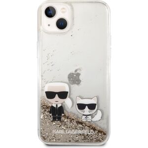 Karl Lagerfeld Liquid Glitter Karl and Choupette kryt iPhone 14 Plus zlatý