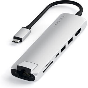 Satechi Aluminium Type-C Slim Multiport (1xHDMI 4K,2x USB-A,1x SD,1x Ethernet) stříbrný
