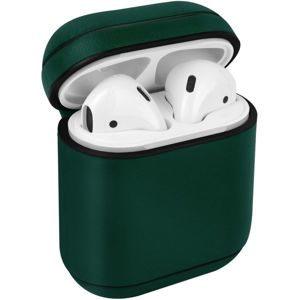 UNIQ Terra kožené ochranné pouzro pro Apple AirPods tmavě zelené
