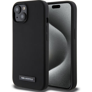 Karl Lagerfeld Liquid Silicone Plaque MagSafe Kryt iPhone 15 černý