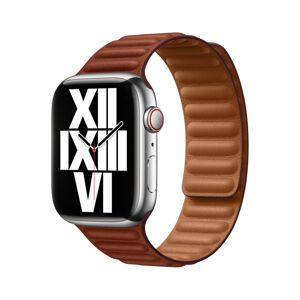 Apple Watch 45mm cihlově hnědý kožený tah - S/M