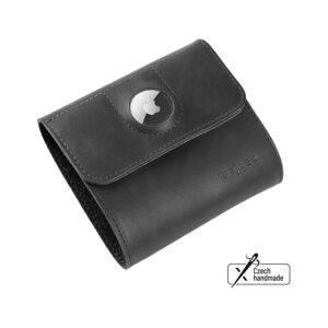 FIXED Classic Wallet for AirTag Kožená peněženka z pravé hovězí kůže černá
