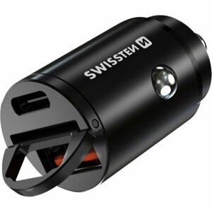 SWISSTEN CL adaptér POWER DELIVERY USB-C + SUPER CHARGE 3.0 30W NANO černý
