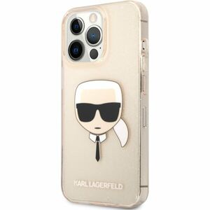 Karl Lagerfeld TPU Full Glitter Karl Head Cover iPhone 13 Pro zlatý