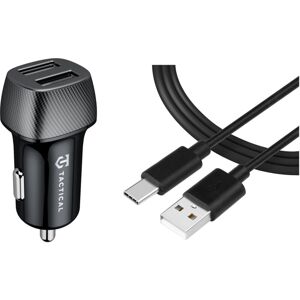 Tactical Field Plug Dual 24W + Tactical Smooth Thread Cable USB-A/USB-C 12mm 1m černá