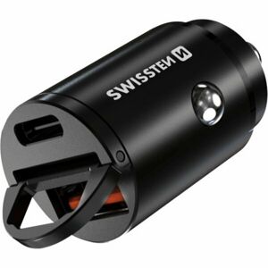 SWISSTEN CL adaptér POWER DELIVERY USB-C + SUPER CHARGE 3.0 30W NANO stříbrný