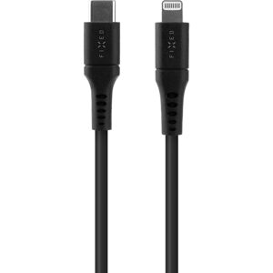 FIXED Liquid silicone kabel USB-C/Lightning (PD), MFi, 0.5m, černý