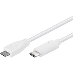 PremiumCord Kabel USB konektor C/male - USB 2.0 Micro-B/male, bílý, 0,6m