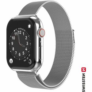 SWISSTEN řemínek Milánský tah pro Apple Watch 38-40 mm stříbrný