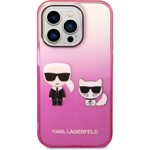 Karl Lagerfeld Gradient Karl and Choupette kryt iPhone 14 Pro růžový