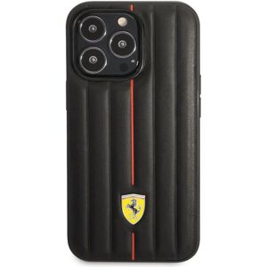 Ferrari Leather Embossed Stripes kryt iPhone 14 Pro černý