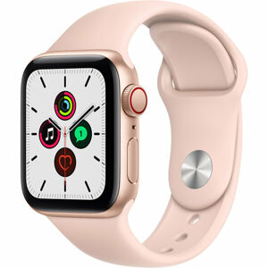 Apple Watch SE Cellular 40mm zlatý hliník s pískově růžovým sportovním řemínkem