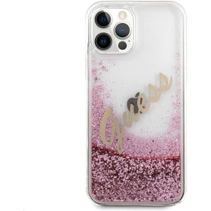 Guess Liquid Glitter Vintage kryt Apple iPhone 12 Pro Max růžový