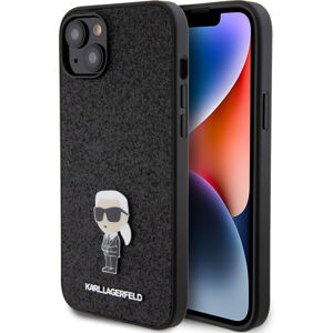 Karl Lagerfeld Fixed Glitter Metal Ikonik kryt iPhone 15 Plus černý