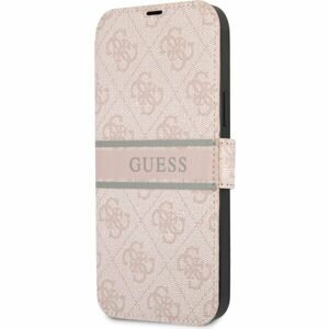 Guess PU 4G Printed Stripe Book Case iPhone 13 Pro růžový