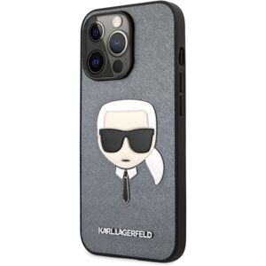 Karl Lagerfeld PU Saffiano Karl HeadCover iPhone 13 Pro Max stříbrný
