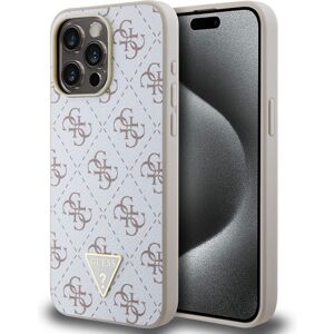 Guess PU Leather 4G Triangle Metal Logo kryt iPhone 15 Pro Max bílý