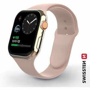 SWISSTEN silikonový řemínek pro Apple Watch 38-40 mm pískově růžový