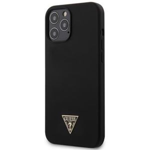 Guess Silicone Metal Triangle kryt iPhone 12 Pro Max 6.7" černý