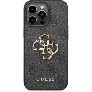 Guess PU 4G Metal Logo kryt iPhone 14 Pro šedý