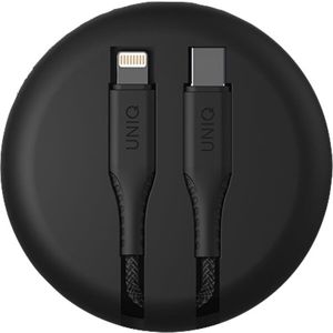 UNIQ HALO USB-C/Lightning kabel s organizérem 1,2m černý