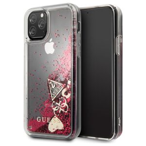 Guess Glitter Hearts kryt iPhone 11 Pro Max malinový