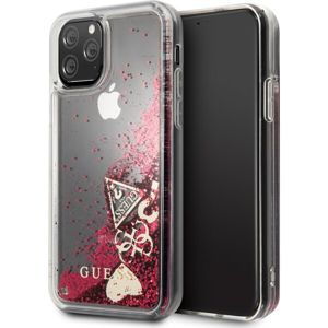 Guess Glitter Hearts GUHCN65GLHFLR kryt iPhone 11 Pro Max malinový
