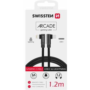 SWISSTEN Arcade Textile kabel USB-C / Lightning 1,2 M černý