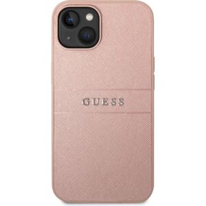 Guess PU Leather Saffiano kryt iPhone 14 Plus růžový