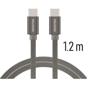 SWISSTEN Textile kabel USB-C / USB-C 1,2 m šedý