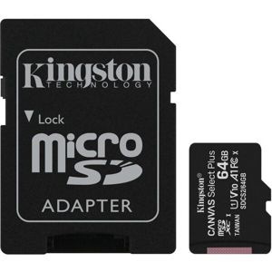 Kingston Canvas Select Plus microSDXC 64GB A1 Class 10 100MB/s + adaptér
