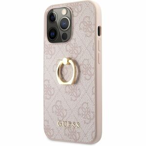 Guess PU 4G Ring Case iPhone 13 Pro růžový