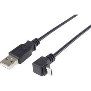 PremiumCord Kabel micro USB 2.0, A-B, konektor do úhlu 90°, 1m