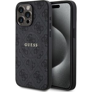 Guess PU Leather 4G Colored Ring MagSafe kryt iPhone 15 Pro Max černý