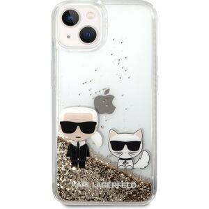 Karl Lagerfeld Liquid Glitter Karl and Choupette kryt iPhone 14 zlatý