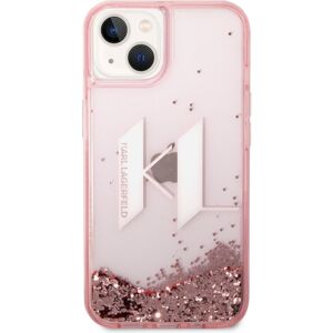 Karl Lagerfeld Liquid Glitter Big KL Logo kryt iPhone 14 růžový