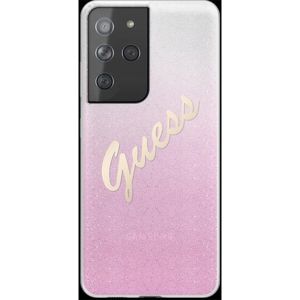 Guess PC/TPU Vintage kryt Samsung Galaxy S21 Gradient růžový