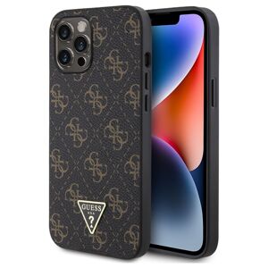 Guess PU Leather 4G Triangle Metal Logo kryt iPhone 12 Pro Max černý