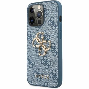 Guess PU 4G Metal Logo Case iPhone 13 Pro Max modrý