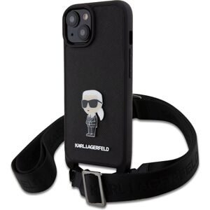Karl Lagerfeld Saffiano Crossbody Metal Ikonik kryt iPhone 15 černý