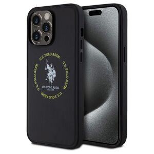 U.S. Polo PU Leather Printed Round Double Horse MagSafe kryt pro iPhone 15 Pro Max černý