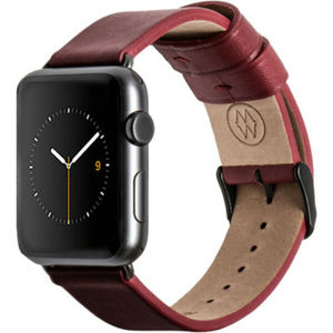 Monowear Leather Band Apple Watch 42,44 mm červený/vesmírně šedé přezky