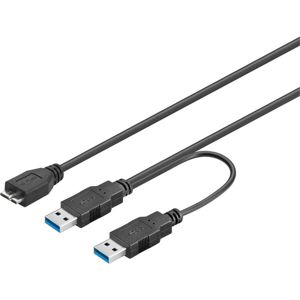 PremiumCord USB 3.0 napájecí kabel s dvojitým napájením černý
