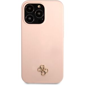 Guess 4G Silicone Metal Logo kryt iPhone 13 Pro růžový