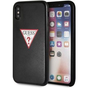 Guess PU Leather Case Triangle iPhone XS Max černé