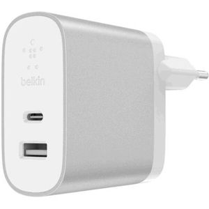 Belkin USB-C + USB-A 27W nabíječka Power Delivery stříbrná